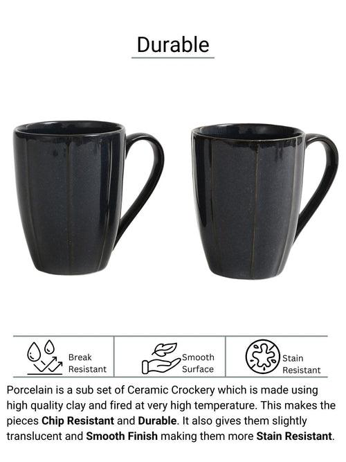 Handmade Shades of Black Porcelain Coffee Mugs Set of Two