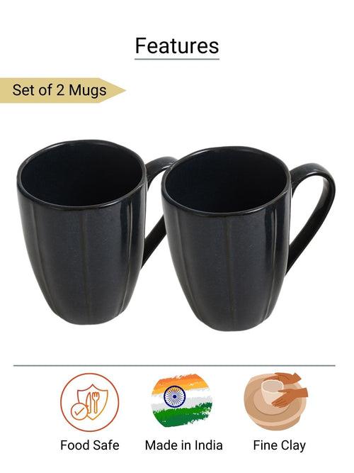 Handmade Shades of Black Porcelain Coffee Mugs Set of Two