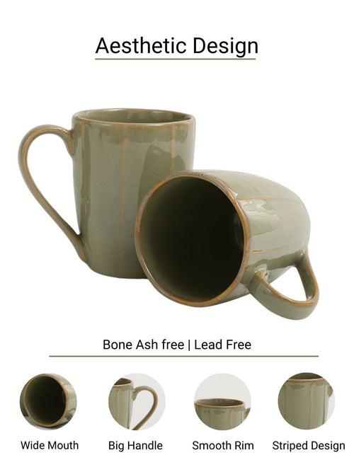 Handmade Henna Green Porcelain Coffee Mugs Set of Two