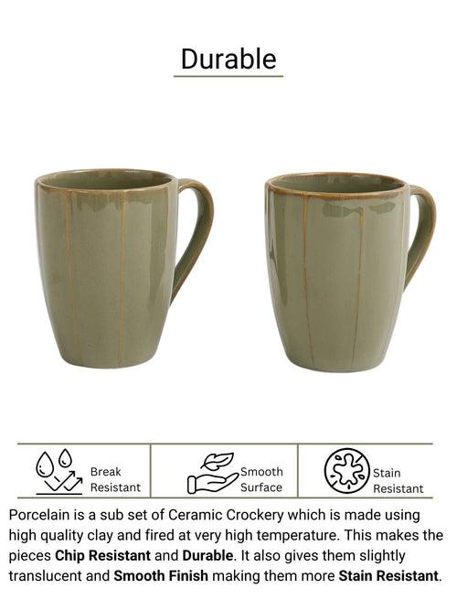 Handmade Henna Green Porcelain Coffee Mugs Set of Two