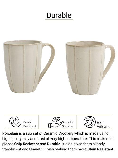 Cotton White Handmade Porcelain Coffee Mugs Set of Two