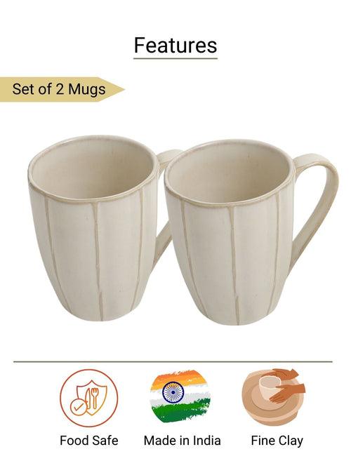 Cotton White Handmade Porcelain Coffee Mugs Set of Two