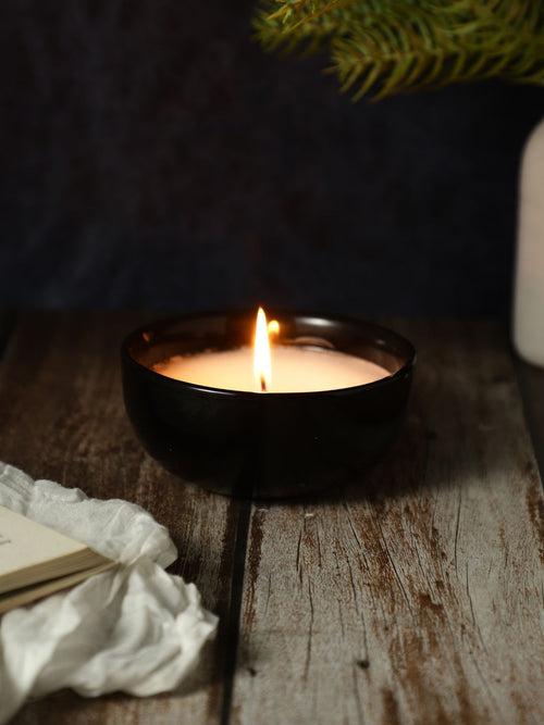 Ebony Glossy Black 5 Inch Ceramic Scented Candle