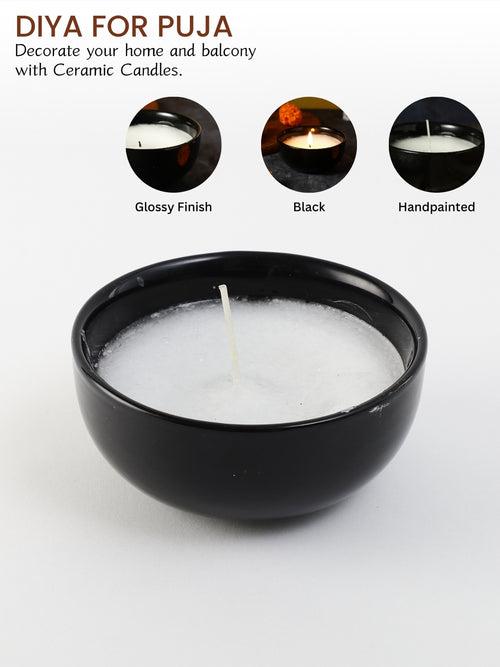 Ebony Glossy Black 5 Inch Ceramic Scented Candle