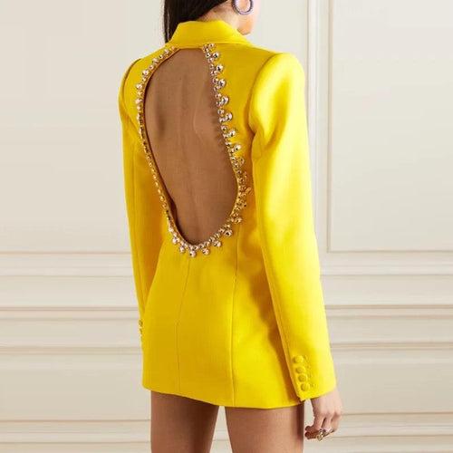 Kesha Rhinestone Backless Blazer