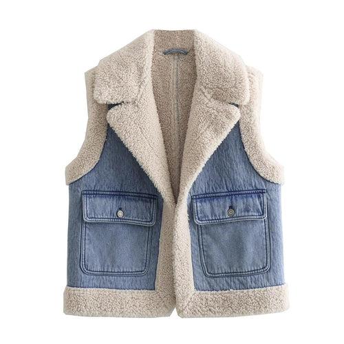 Lola Denim Fur Vest Jacket