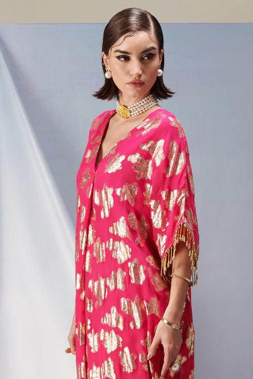 Aubrey Pink Lurex Kaftan