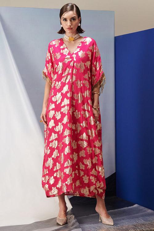 Aubrey Pink Lurex Kaftan