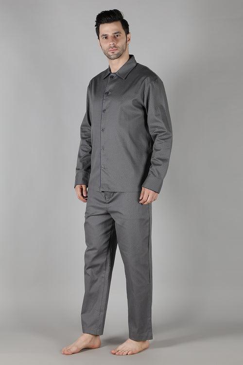 Men's Dark Grey Polka Pyjama Set