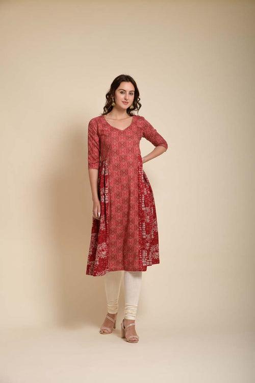 Amoli red printed long kurta