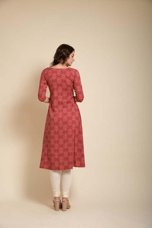 Amoli red printed long kurta