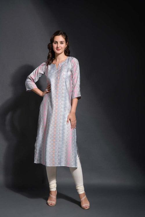 Sangam Silver grey rayon straight kurta