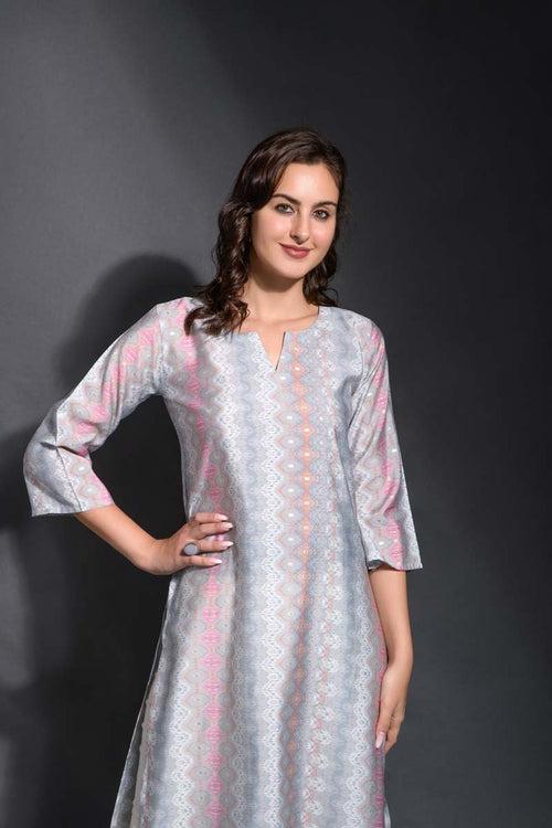 Sangam Silver grey rayon straight kurta