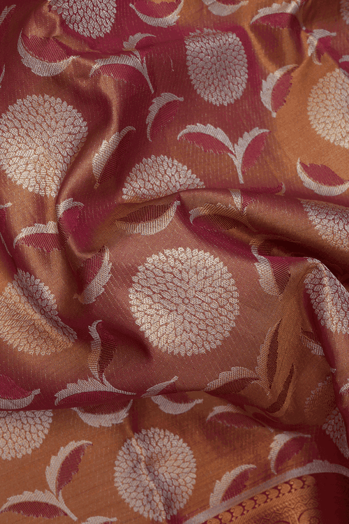 Allover Zari Design Red Tissue Kanchipuram Silk Saree