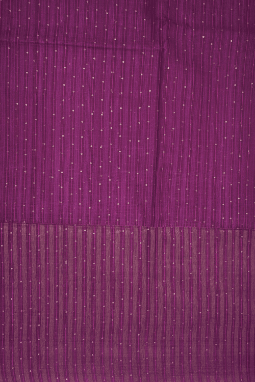 Allover Chamki Work Berry Purple Linen Saree