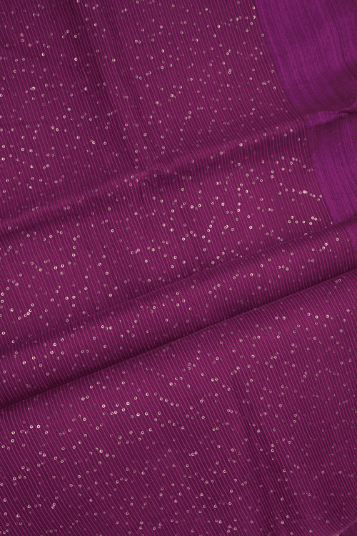 Allover Chamki Work Berry Purple Linen Saree