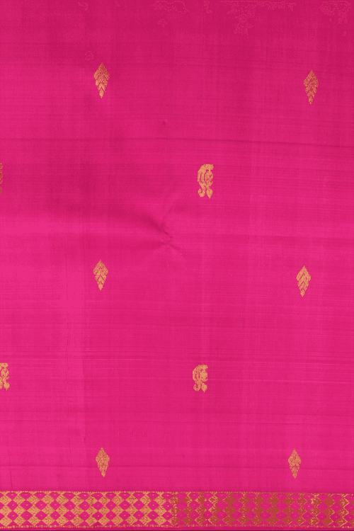 Allover Zari Buttas Magenta Pink Kanchipuram Silk Saree