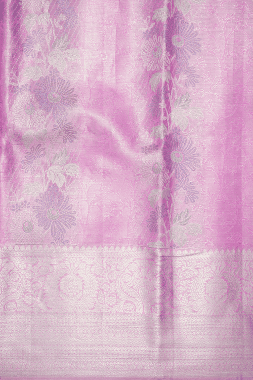 Floral Design Pink Tissue Kanchipuram Silk Saree