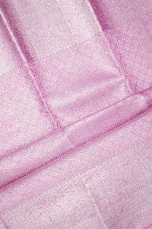 Floral Design Pink Tissue Kanchipuram Silk Saree