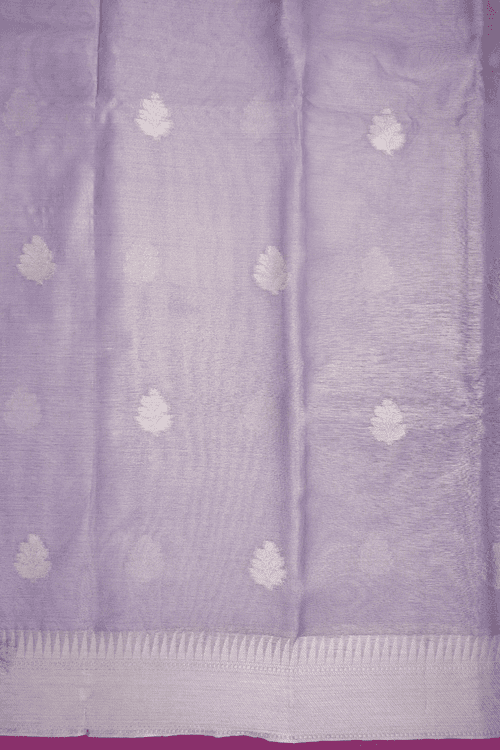 Floral Zari Buttas Pastel Purple Semi Tissue Saree