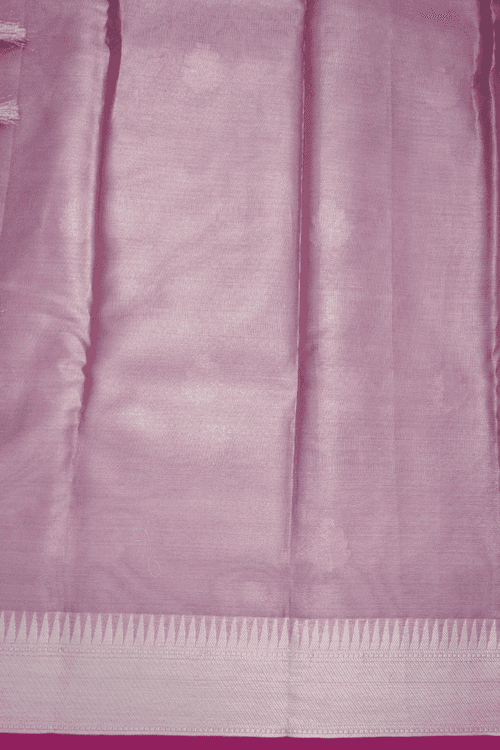 Floral Zari Buttas Pastel Purple Semi Tissue Saree