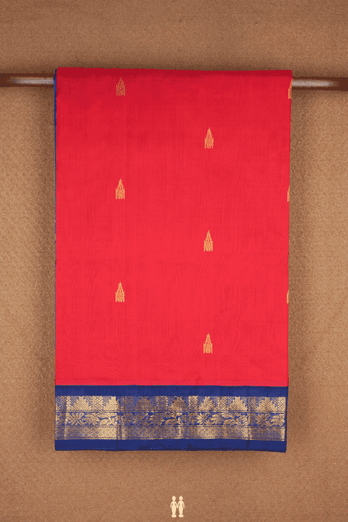 Temple Buttas Chilli Red Traditional Silk Cotton Saree