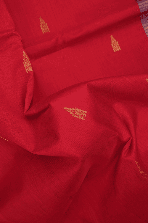 Temple Buttas Chilli Red Traditional Silk Cotton Saree
