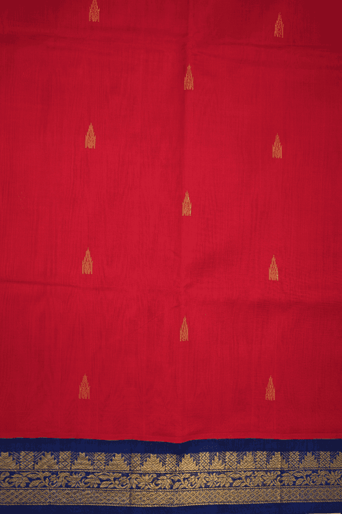 Temple Buttas Chilli Red Traditional Silk Cotton Saree