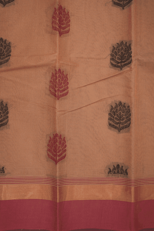 Threadwork Motifs Tan Brown Kanchi Cotton Saree