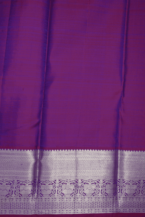 Traditional Border Plain Indigo Blue Kanchipuram Silk Saree