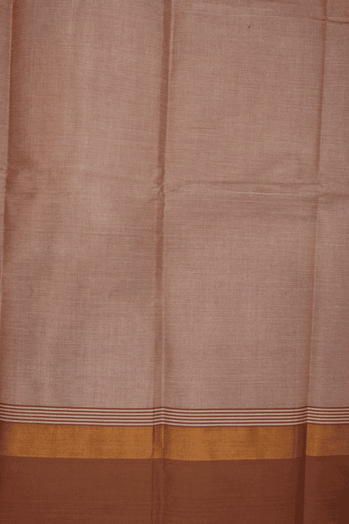 Threadwork Motifs Brown Kanchi Cotton Saree