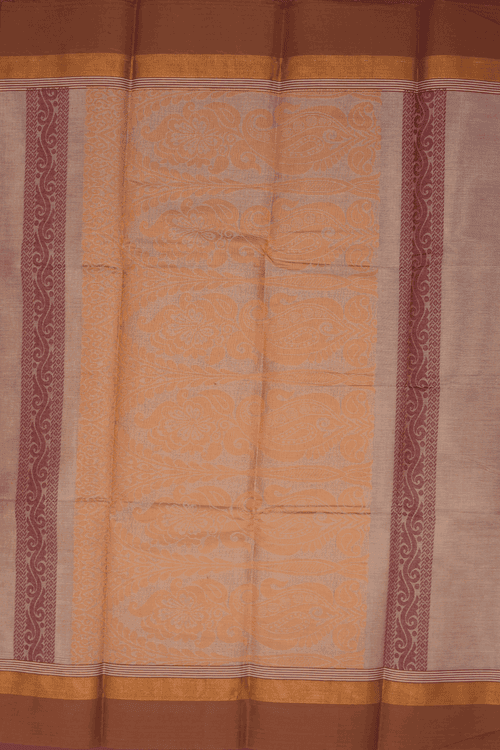 Threadwork Motifs Brown Kanchi Cotton Saree