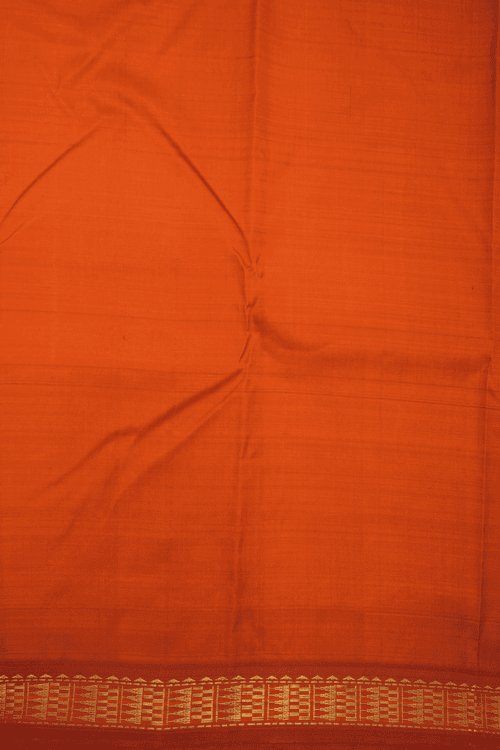 Zari Border Plain Spiced Orange Kanchipuram Silk Saree