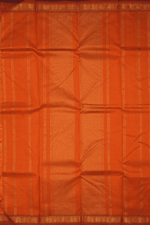 Zari Border Plain Spiced Orange Kanchipuram Silk Saree