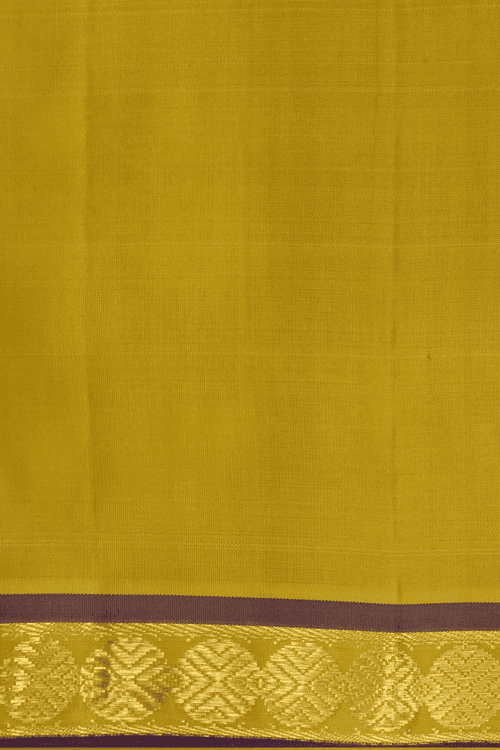 Zari Striped Design Olive Yellow Kanchipuram Silk Saree