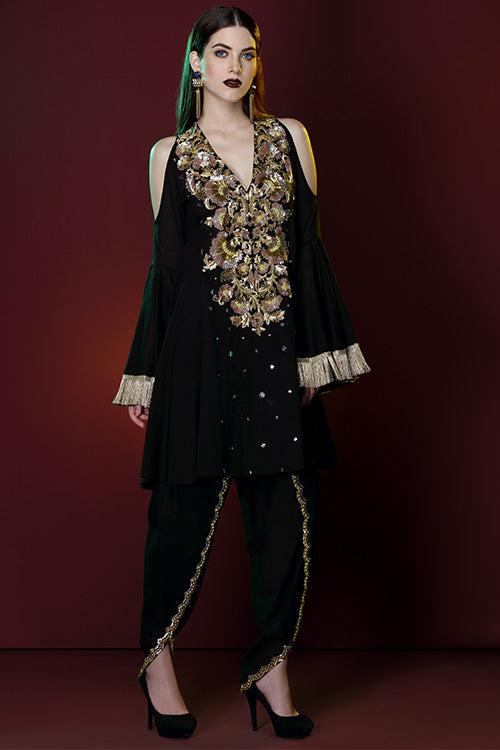 Rohma Siddique In Our Gold Braroque Kurta With Zardozi Sequin Stone Work And Hand Beaded Tulip Pant Set