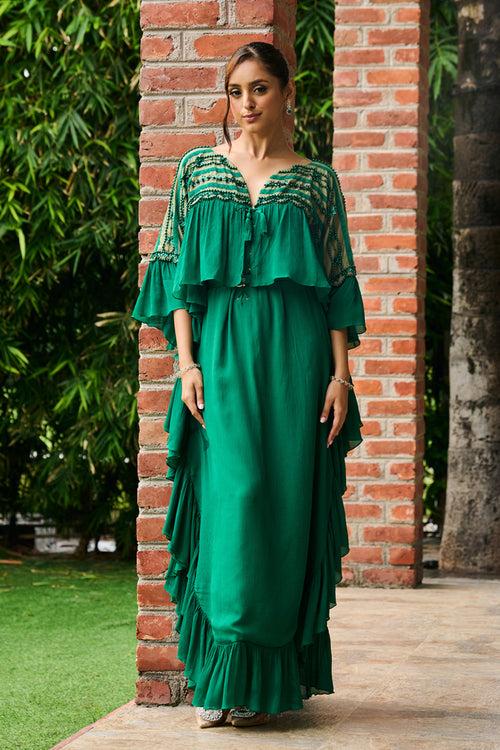 Emerald Ruffle Kaftan