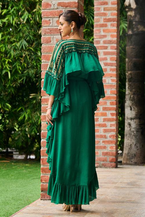 Emerald Ruffle Kaftan