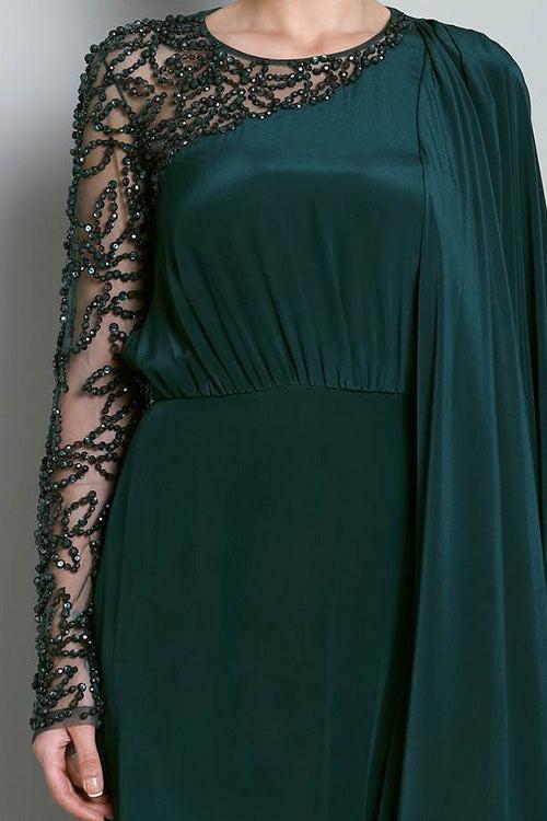 Tabu In Our Forest Green Waterfall Gown