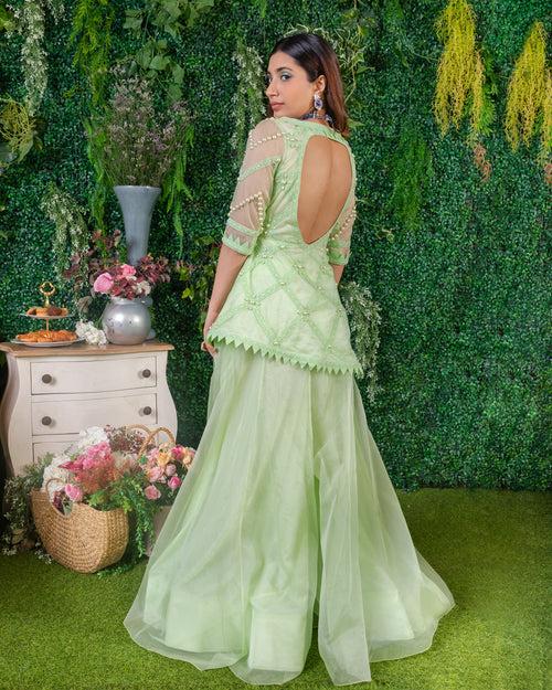 Matcha Peplum Sharara