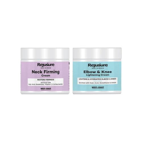 Rejusure Neck Firming Cream (50gm) & Elbow & Knee Lightening Cream (50gm) - For Dark, Rough, Scaly Neck, Knees and Elbows