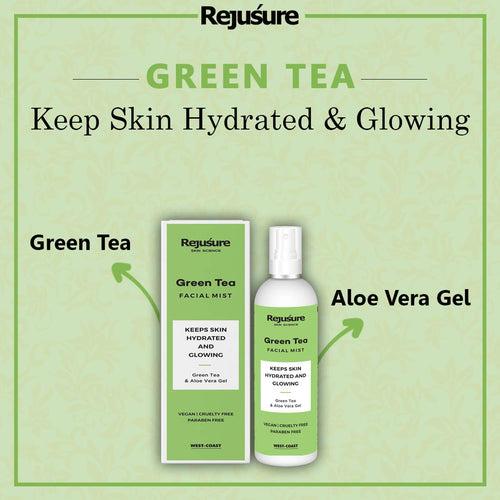 Rejusure Green Tea Facemist – Keeps Skin Hydrated & Glowing – 100ml (Pack of 2)