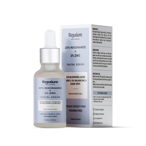 Rejusure 10% Niacinamide + 1% Zinc Face Serum - Blemish | Oil Balancing & Dark Spot Fade | Men & Women | Cruelty-Free & Dermatologist Tested – 10ml