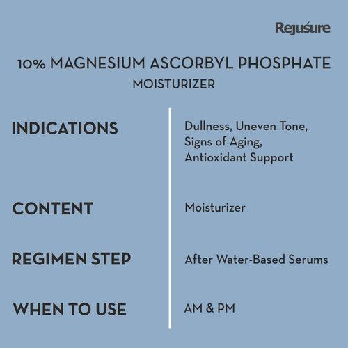 Rejusure 10% Magnesium Ascorbyl Phosphate Facial Moisturizer | Brightening | Hydrating – 50ml: