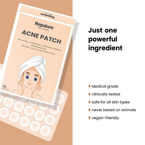 Rejusure Acne Patch | Waterproof Patches | Absorbs Pimple Overnight, Reduces Excess Oil | Acne Korean Spot Patch for Covering Zits and Blemishes | For All Skin Types | Men & Women (Pack of 2)