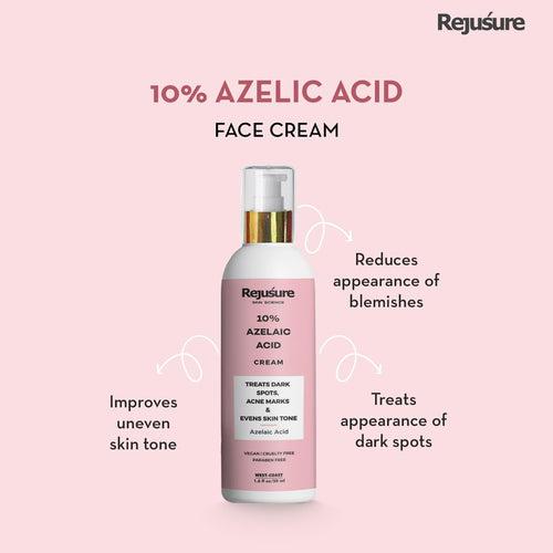 Rejusure Skin Clearing Duo | 2% Salicylic Acid Facial Serum (30ml) & 10% Azelaic Acid Cream (50ml) - Powerful Acne and Blemish Treatment Combo for Radiant Skin