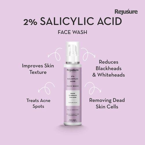 Rejusure 2% Salicylic Acid Face Wash Helps to Reduce Acne For Oily Skin – 100ml (Pack of 5)