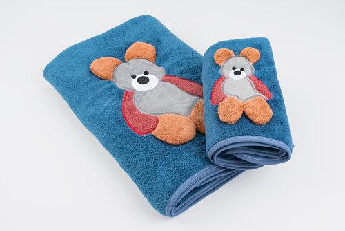 Bear Towel Napkin Set - Blue