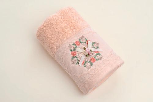 Embroidered Napkin - Rose (Peach)