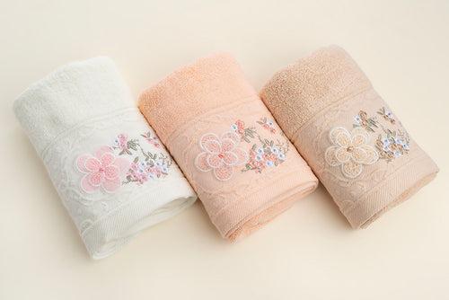 Embroidered Napkin - 3D Flower (Set of three)